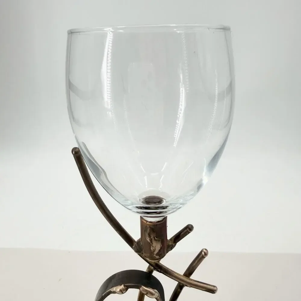 Vintage Gary Rosenthal Wedding Kiddush Cup Metal & Glass Heart Design Judaism